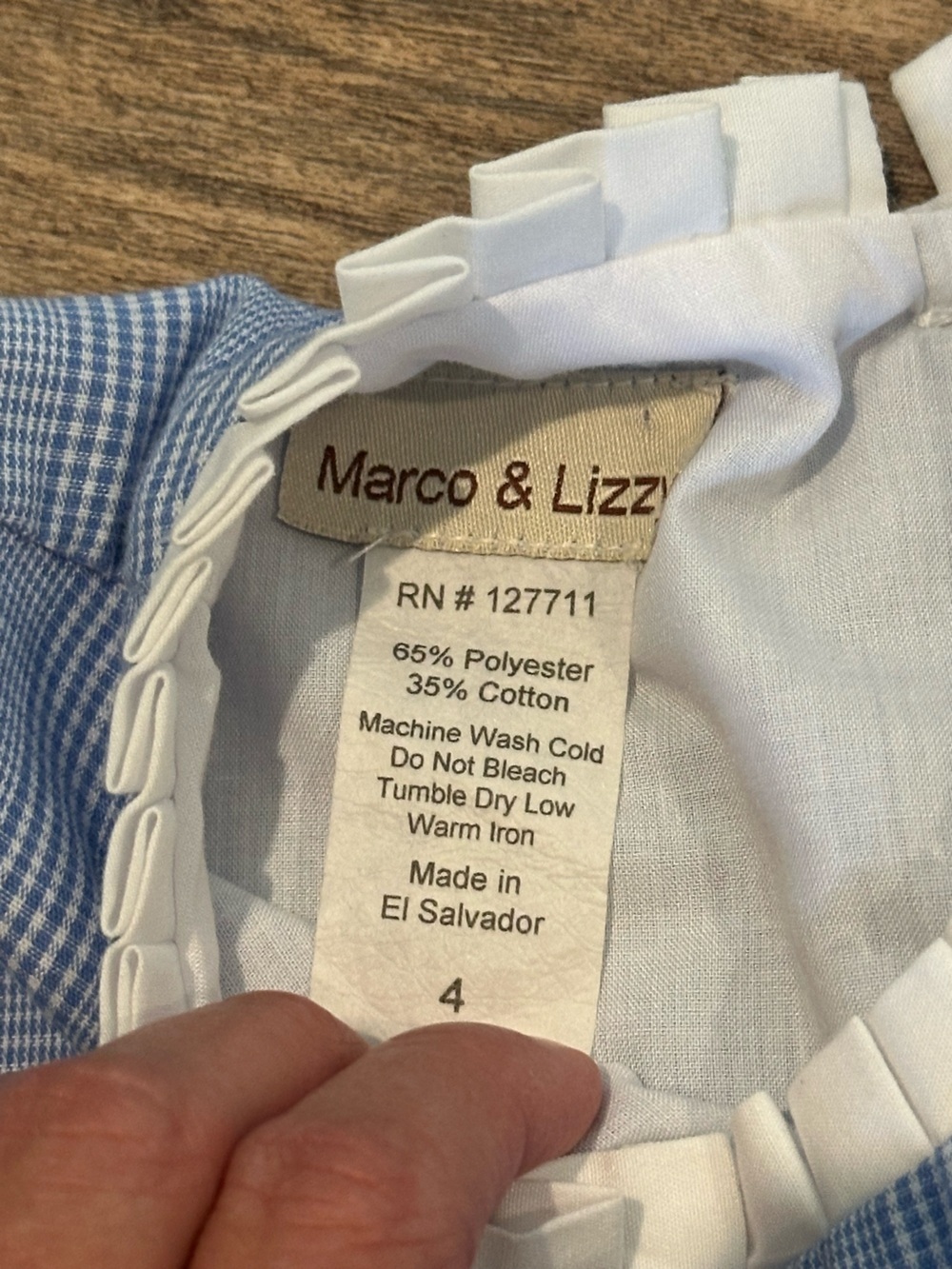Marco & Lizzy Classic Blue and White Plaid Girls (4) Dress with Holiday Belts - Picture 4 of 7